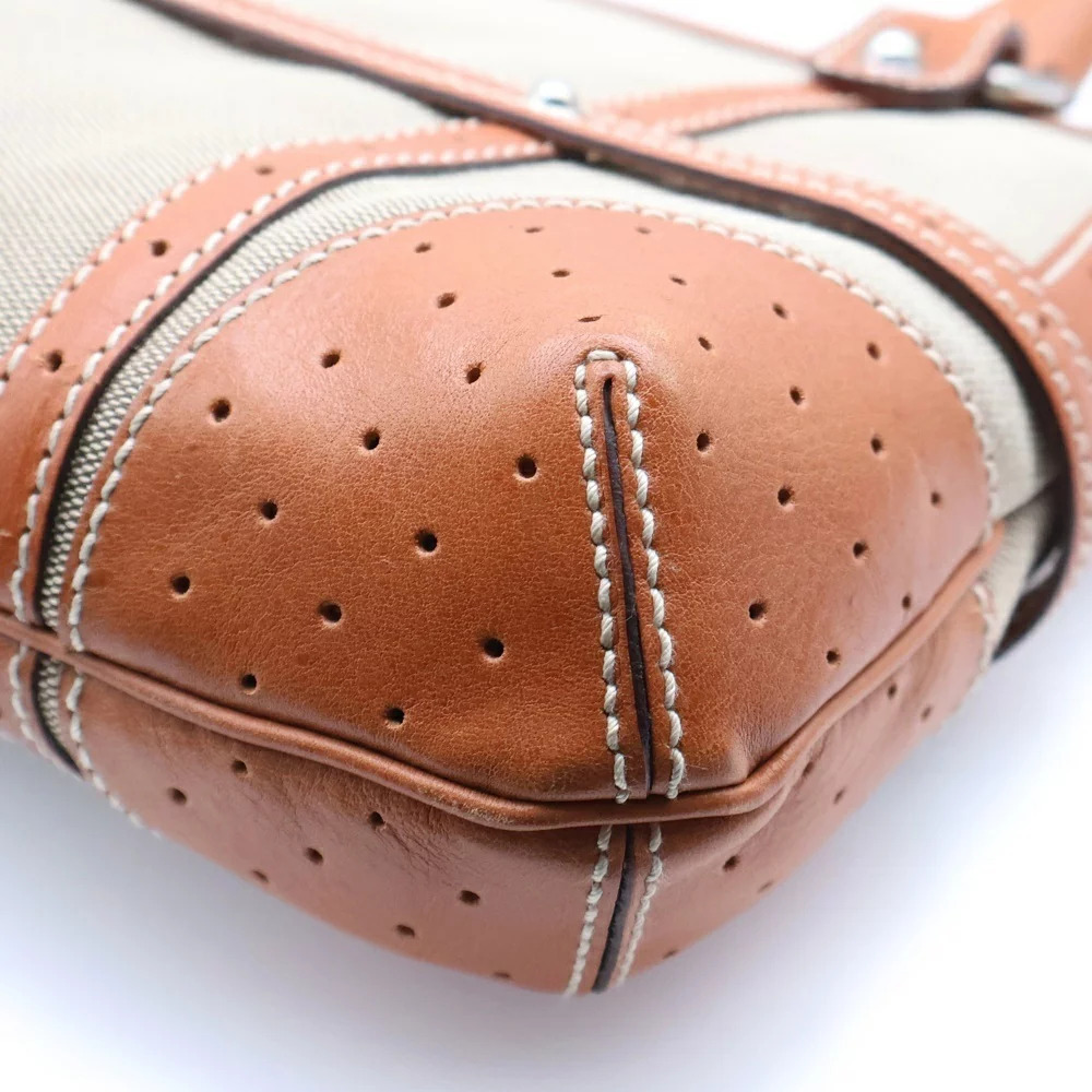 GUCCI GG Canvas Interlocking GG Tote Bag Handbag Brown Leather - Picture 5 of 6